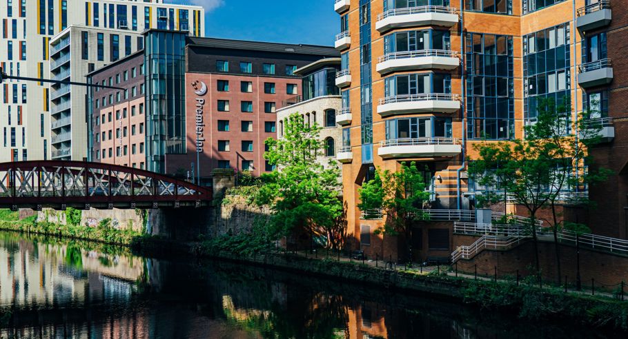 Apartments on a body of water