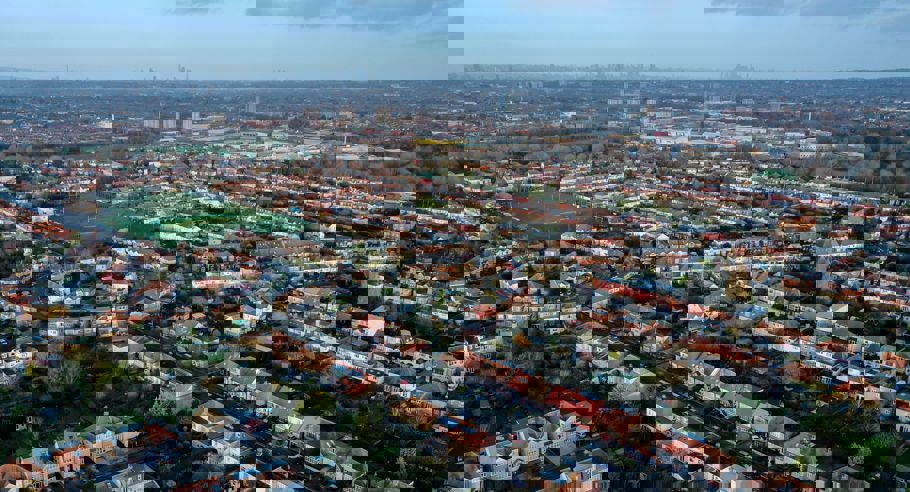 An aerial view of outer london